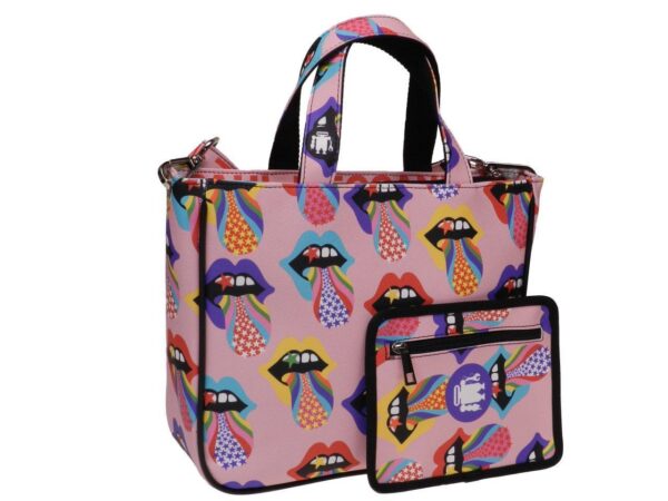 TOTE BAG PINK "ROCK AND ROLL" STYLE. MODEL GLAM MADE OF FAUX LEATHER. - Unique Pieces Paul Meccanico