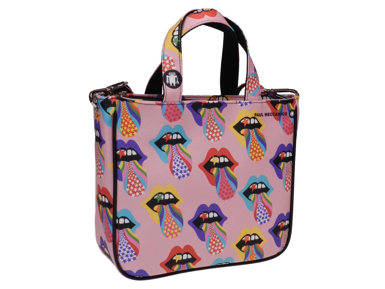 TOTE BAG PINK "ROCK AND ROLL" STYLE. MODEL GLAM MADE OF FAUX LEATHER. - Unique Pieces Paul Meccanico