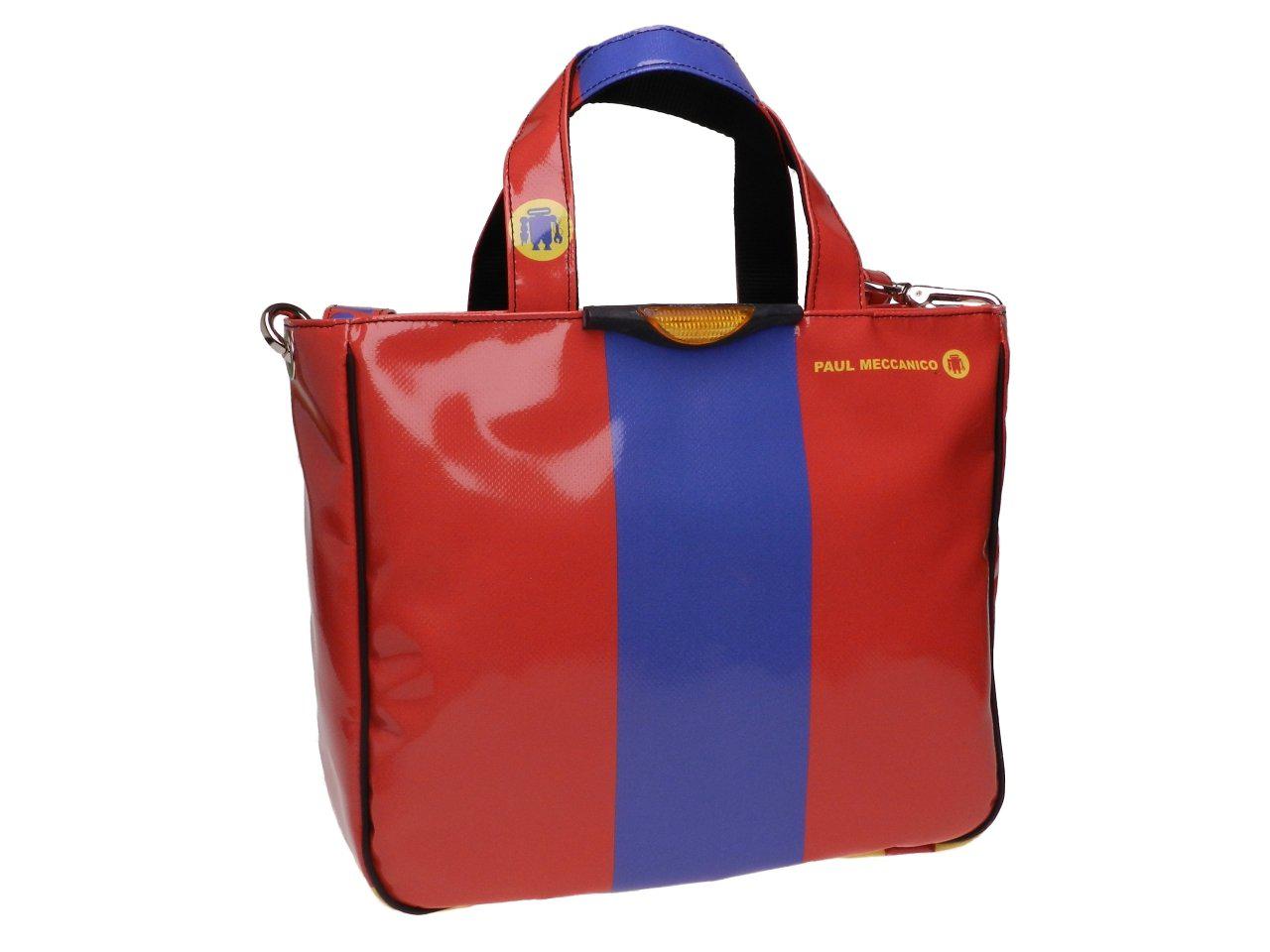 TOTE BAG RED AND LIGHT BLUE COLOURS. GLAM MODEL MADE OF LORRY TARPAULIN. - Unique Pieces Paul Meccanico