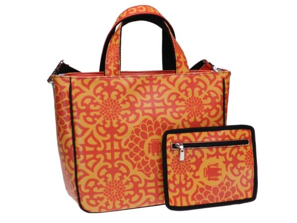 TOTE BAG RED AND ORANGE COLOURS MAJOLICA FANTASY. GLAM MODEL MADE OF SOFT SYNTETHIC LEATHER. - Unique Pieces Paul Meccanico