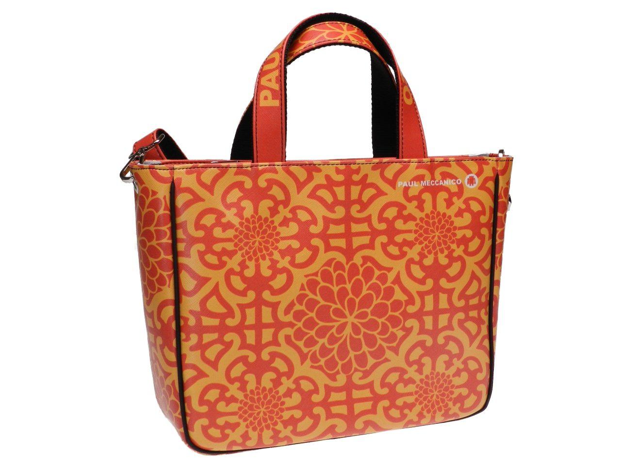 TOTE BAG RED AND ORANGE COLOURS MAJOLICA FANTASY. GLAM MODEL MADE OF SOFT SYNTETHIC LEATHER. - Unique Pieces Paul Meccanico