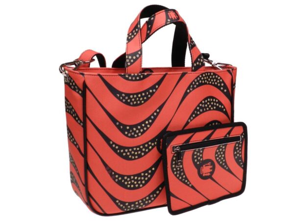 TOTE BAG RED COLOUR AFRO FANTASY. GLAM MODEL MADE OF SOFT SYNTETHIC LEATHER. - Unique Pieces Paul Meccanico