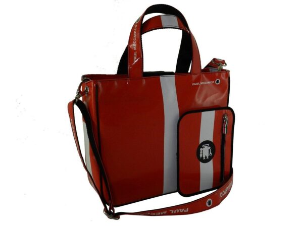 TOTE BAG RED COLOUR. GLAM MODEL MADE OF LORRY TARPAULIN. - Unique Pieces Paul Meccanico