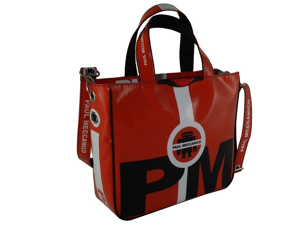 TOTE BAG RED COLOUR. GLAM MODEL MADE OF LORRY TARPAULIN. - Unique Pieces Paul Meccanico