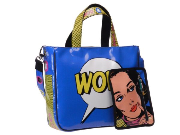 TOTE BAG ROYAL COLOUR COMIC STYLE. GLAM MODEL MADE OF LORRY TARPAULIN. - Unique Pieces Paul Meccanico