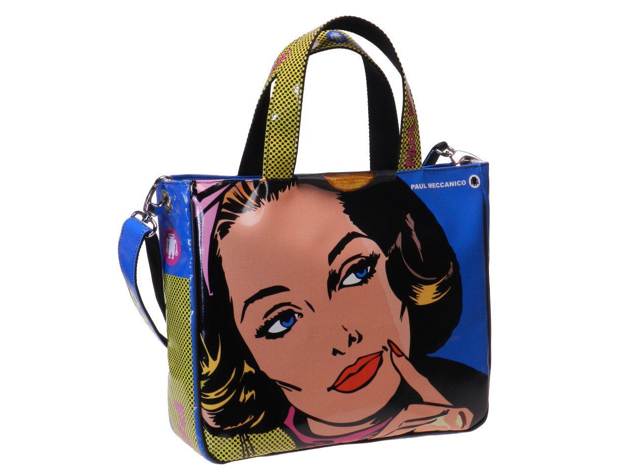 TOTE BAG ROYAL COLOUR COMIC STYLE. GLAM MODEL MADE OF LORRY TARPAULIN. - Unique Pieces Paul Meccanico