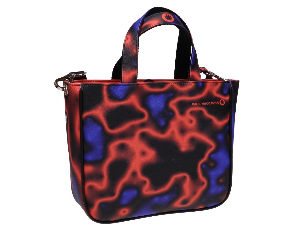 TOTE BAG ROYAL, RED AND BLACK COLOURS TIE DYE FANTASY. GLAM MODEL MADE OF SOFT SYNTETHIC LEATHER. - Unique Pieces Paul Meccanico