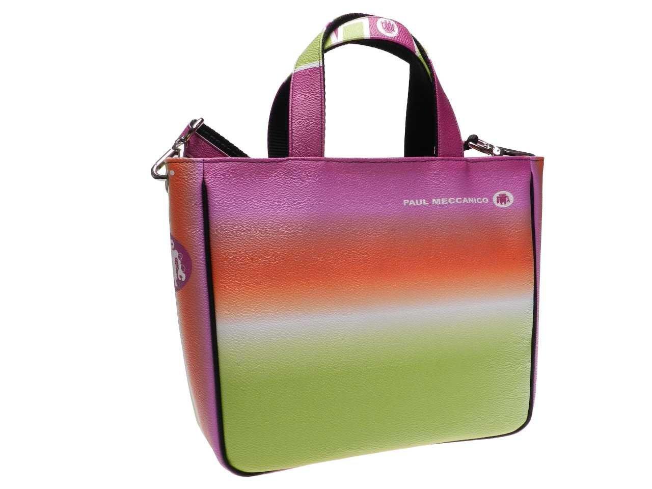 TOTE BAG SHADED EFFECT VIOLET, ORANGE AND GREEN COLOURS. GLAM MODEL MADE OF HAMMERED FAUX LEATHER. - Unique Pieces Paul Meccanico