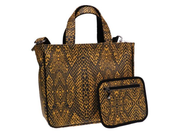 TOTE BAG SNAKE PATTERN BLACK AND YELLOW COLOURS. GLAM MODEL HAMMERED SYNTHETIC LEATHER. - Unique Pieces Paul Meccanico