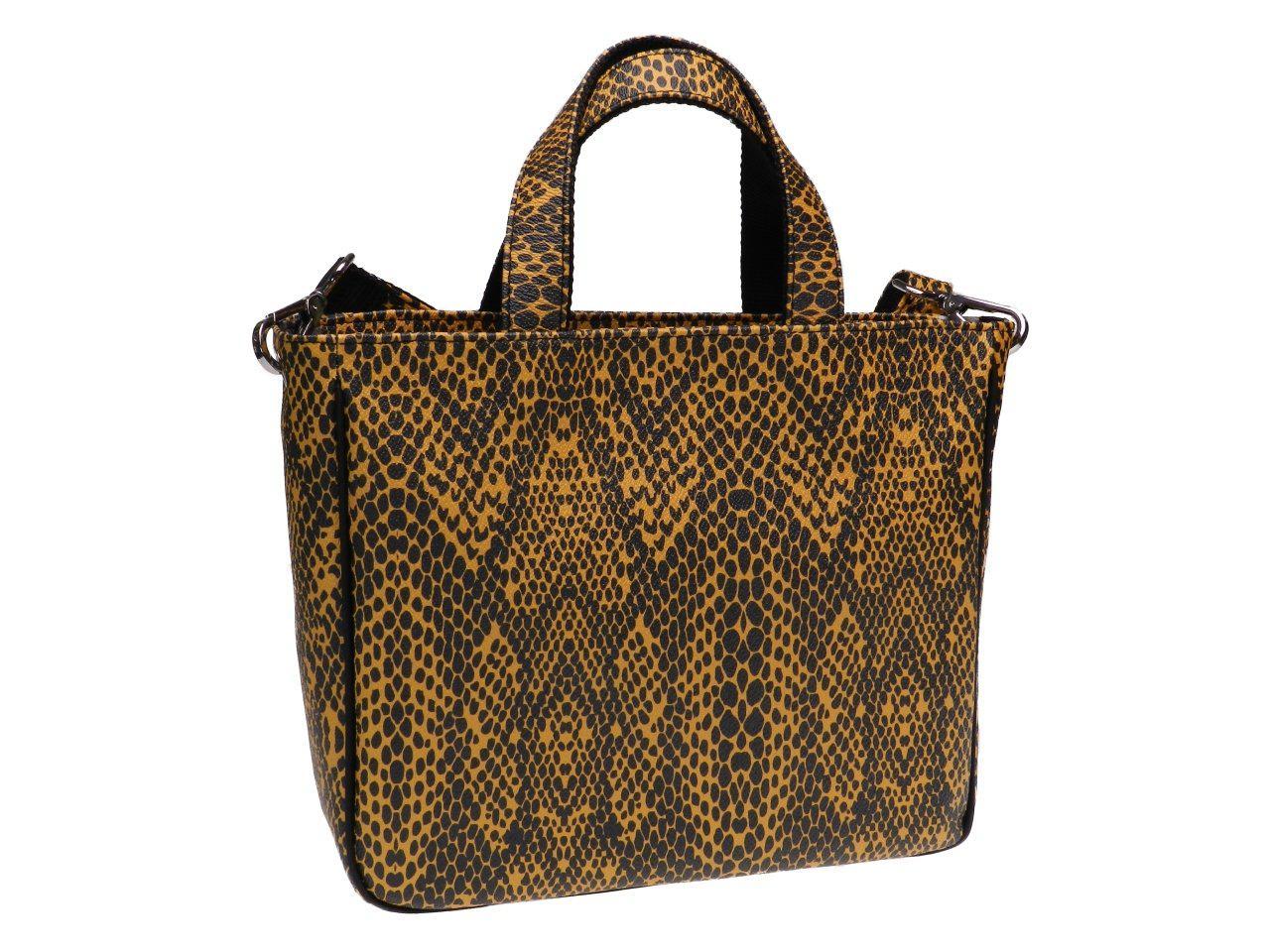TOTE BAG SNAKE PATTERN BLACK AND YELLOW COLOURS. GLAM MODEL HAMMERED SYNTHETIC LEATHER. - Unique Pieces Paul Meccanico