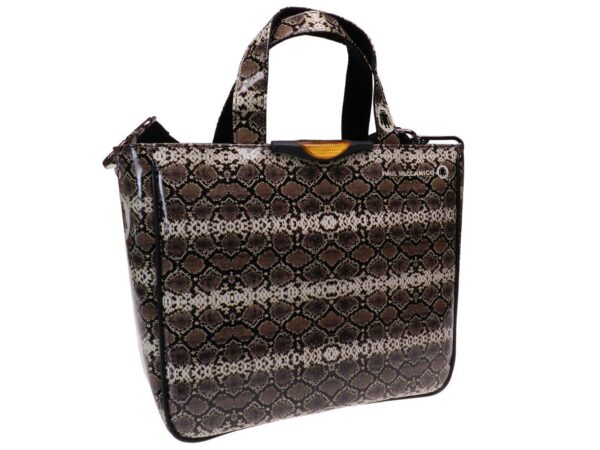 TOTE BAG TAUPE AND BEIGE COLOURS PYTHON FANTASY. GLAM MODEL MADE OF LORRY TARPAULIN. - Unique Pieces Paul Meccanico
