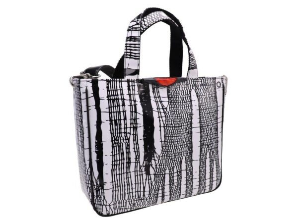 TOTE BAG TAUPE COLOUR NET FANTASY. GLAM MODEL MADE OF LORRY TARPAULIN. - Unique Pieces Paul Meccanico