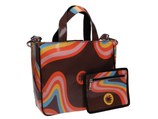 TOTE BAG TAUPE COLOUR WAVE FANTASY. GLAM MODEL MADE OF LORRY TARPAULIN. - Unique Pieces Paul Meccanico