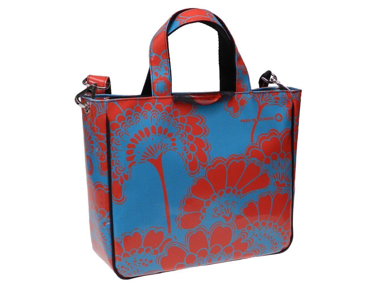 TOTE BAG TURQUOISE AND RED FLORAL FANTASY. GLAM MODEL MADE OF LORRY TARPAULIN. - Unique Pieces Paul Meccanico