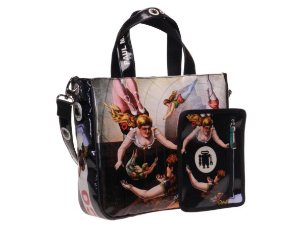 TOTE BAG VINTAGE EFFECT WITH CIRCUS FANTASY. GLAM MODEL MADE OF LORRY TARPAULIN. - Unique Pieces Paul Meccanico