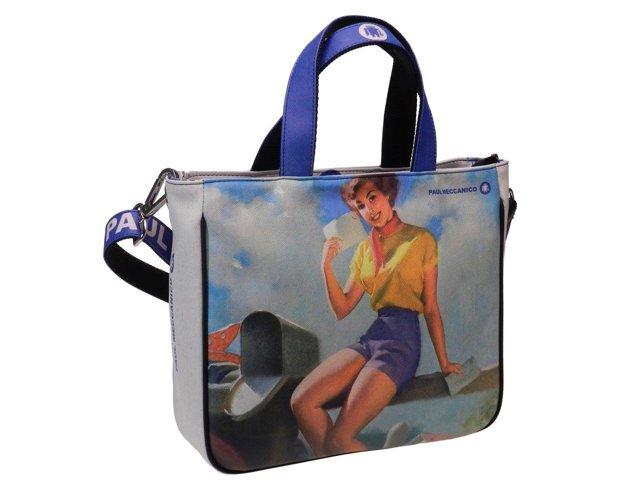 TOTE BAG VINTAGE STYLE. GLAM MODEL MADE OF CRUELTY FREE LEATHER. - Unique Pieces Paul Meccanico
