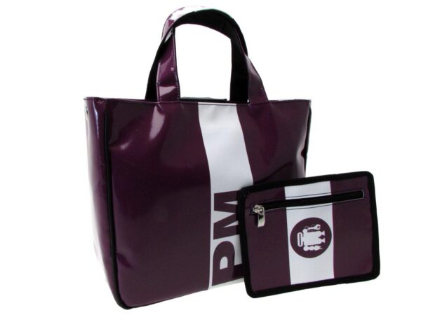 TOTE BAG VIOLET AND WHITE COLOURS. GLAM MODEL MADE OF LORRY TARPAULIN. - Unique Pieces Paul Meccanico