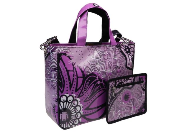 TOTE BAG VIOLET COLOUR AFRO FANTASY. GLAM MODEL MADE OF LORRY TARPAULIN. - Unique Pieces Paul Meccanico