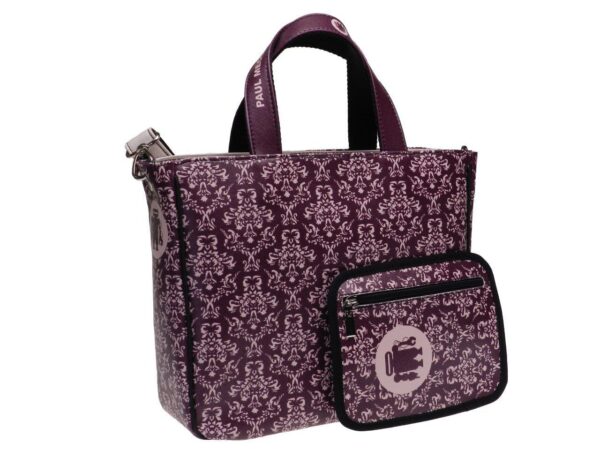 TOTE BAG VIOLET COLOUR FLORAL FANTASY. GLAM MODEL MADE OF SOFT SYNTETHIC LEATHER. - Unique Pieces Paul Meccanico