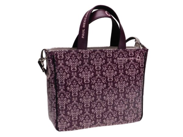 TOTE BAG VIOLET COLOUR FLORAL FANTASY. GLAM MODEL MADE OF SOFT SYNTETHIC LEATHER. - Unique Pieces Paul Meccanico