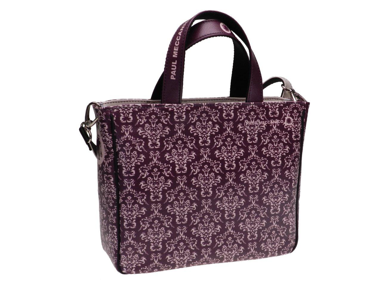 TOTE BAG VIOLET COLOUR FLORAL FANTASY. GLAM MODEL MADE OF SOFT SYNTETHIC LEATHER. - Unique Pieces Paul Meccanico