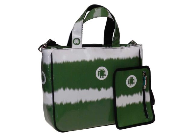 TOTE BAG WHITE AND GREEN SHADED EFFECT. GLAM MODEL MADE OF LORRY TARPAULIN. - Unique Pieces Paul Meccanico