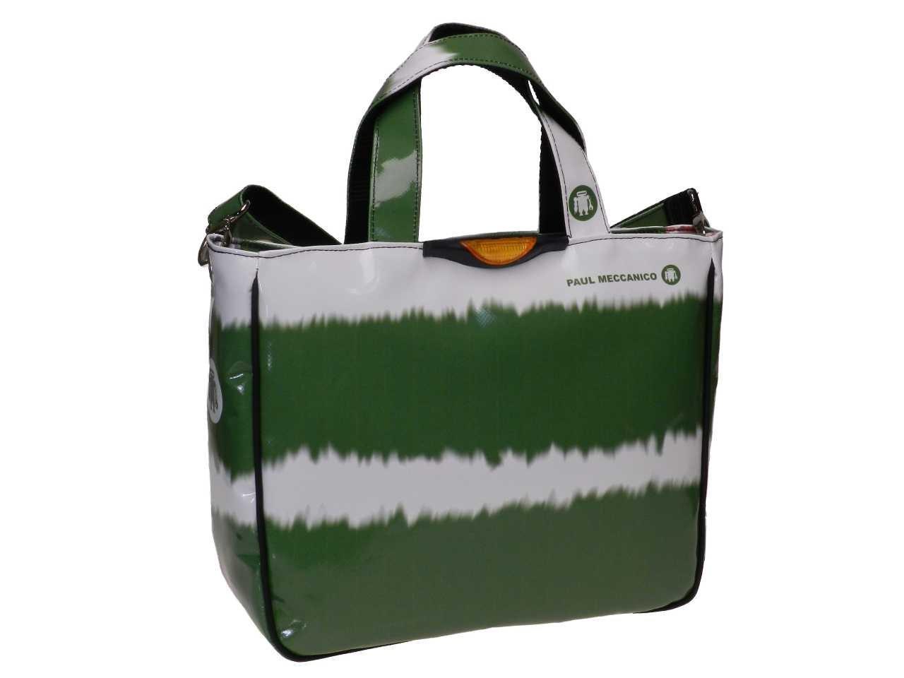 TOTE BAG WHITE AND GREEN SHADED EFFECT. GLAM MODEL MADE OF LORRY TARPAULIN. - Unique Pieces Paul Meccanico