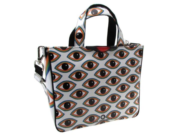 TOTE BAG WHITE COLOUR WITH EYE PRINT. GLAM MODEL MADE OF LORRY TARPAULIN. - Unique Pieces Paul Meccanico