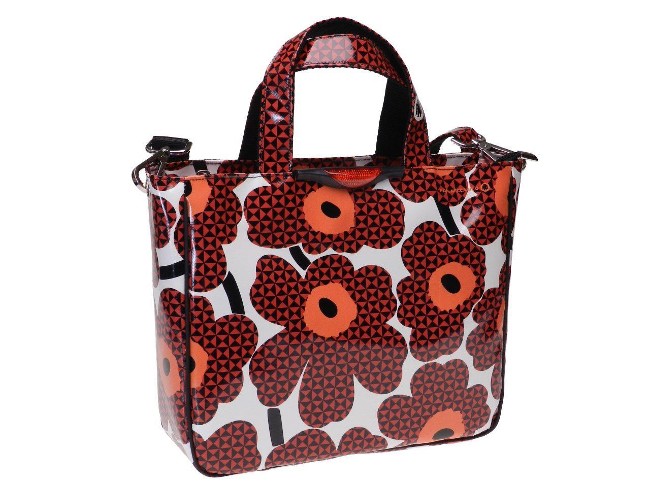 TOTE BAG WHITE COLOUR WITH GEOMETRIC FLOWERS. GLAM MODEL MADE OF LORRY TARPAULIN. - Unique Pieces Paul Meccanico