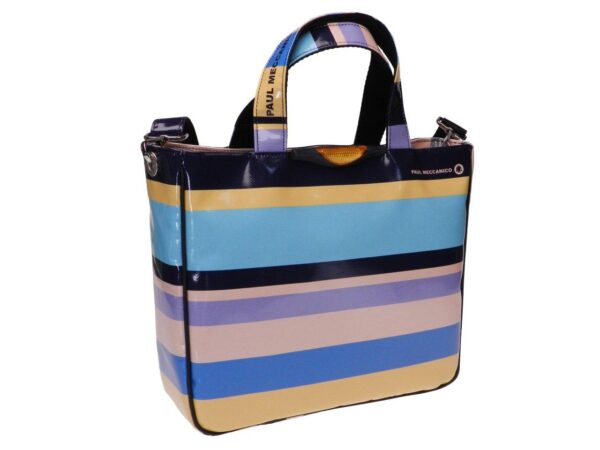 TOTE BAG WITH MULTICOLORED LINES GLAM MODEL MADE OF LORRY TARPAULIN. - Unique Pieces Paul Meccanico
