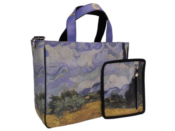 TOTE BAG WITH PAINTER PRINT OF "VAN GOGH" GLAM MODEL MADE OF SOFT SYNTETHIC LEATHER. - Unique Pieces Paul Meccanico