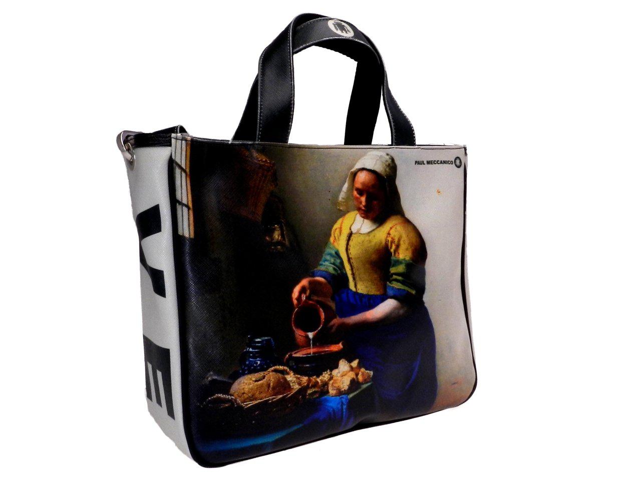 TOTE BAG WITH PAINTER PRINT OF "VAN GOGH". GLAM MODEL MADE OF SOFT SYNTETHIC LEATHER. - Unique Pieces Paul Meccanico