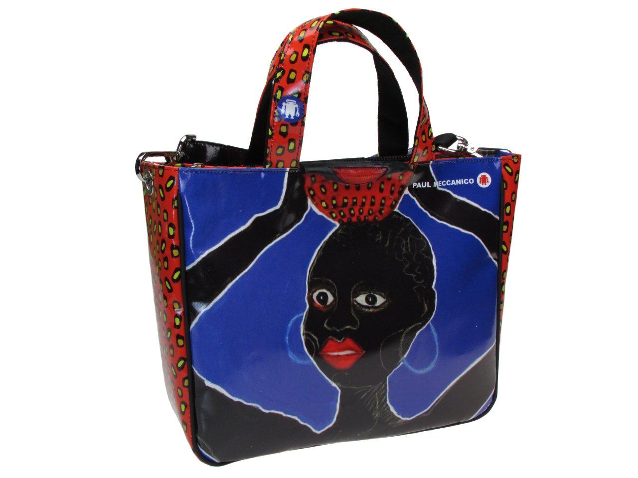 TOTE BAG WITH PRINT "AFRICAN GIRL" OF THE ARTIST PAUL ALBERT DARI. GLAM MODEL MADE OF LORRY TARPAULIN. FREE BOOK "LA PITTURA E' DONNA" - Unique Pieces Paul Meccanico