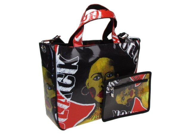 TOTE BAG WITH PRINT "BLACK AND COLOUR" OF THE ARTIST PAUL ALBERT DARI. GLAM MODEL MADE OF LORRY TARPAULIN. FREE BOOK "LA PITTURA E' DONNA" - Unique Pieces Paul Meccanico