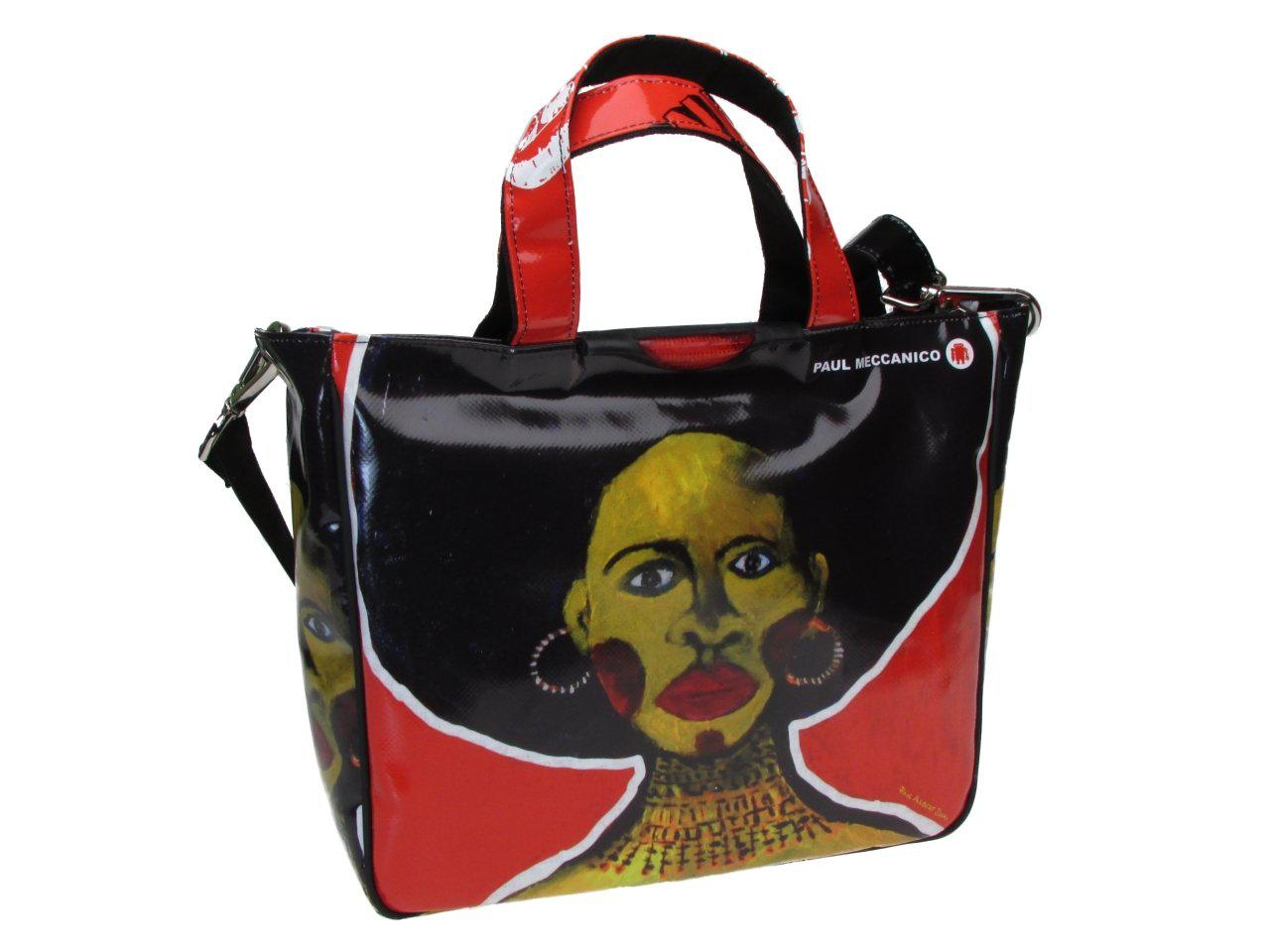 TOTE BAG WITH PRINT "BLACK AND COLOUR" OF THE ARTIST PAUL ALBERT DARI. GLAM MODEL MADE OF LORRY TARPAULIN. FREE BOOK "LA PITTURA E' DONNA" - Unique Pieces Paul Meccanico