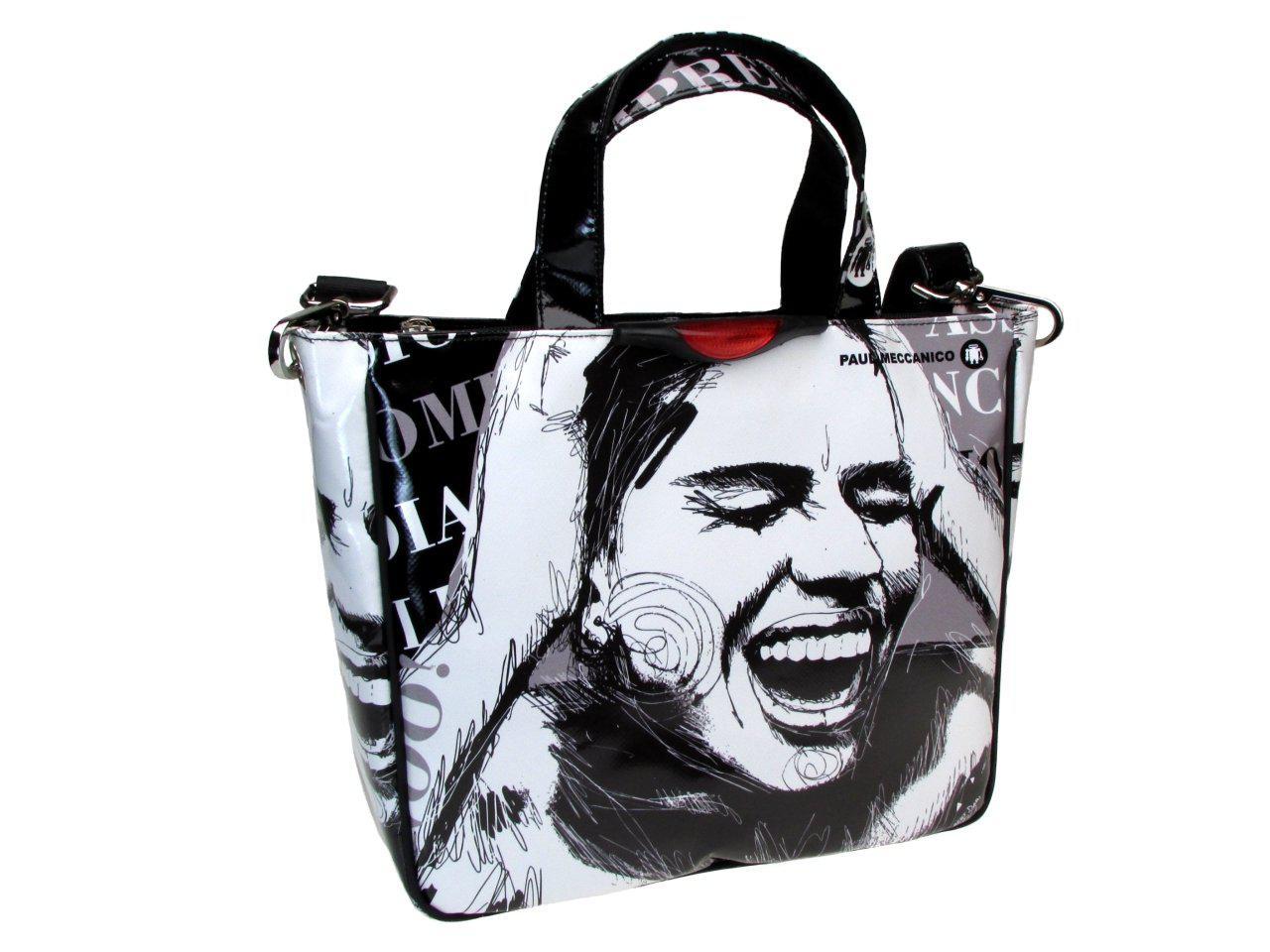 TOTE BAG WITH PRINT "THE SUFFERING" OF THE ARTIST PAUL ALBERT DARI. GLAM MODEL MADE OF LORRY TARPAULIN. FREE BOOK "LA PITTURA E' DONNA" - Unique Pieces Paul Meccanico
