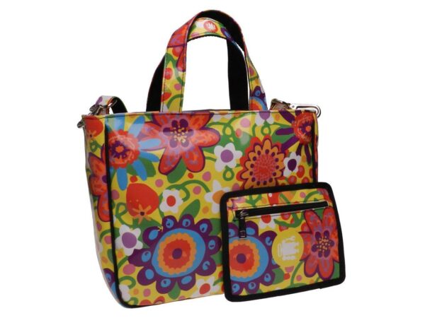 TOTE BAG YELLOW COLOUR FLORAL FANTASY. GLAM MODEL MADE OF LORRY TARPAULIN. - Unique Pieces Paul Meccanico