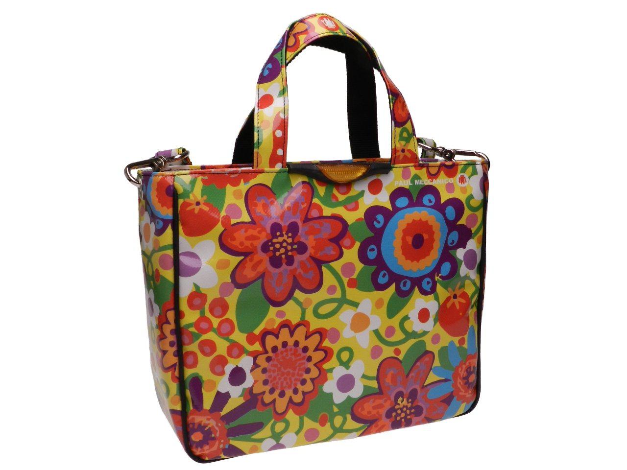TOTE BAG YELLOW COLOUR FLORAL FANTASY. GLAM MODEL MADE OF LORRY TARPAULIN. - Unique Pieces Paul Meccanico
