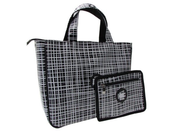 TOTE BLACK AND WHITE COLOURS AFRO FANTASY. GLAM MODEL MADE OF LORRY TARPAULIN. - Unique Pieces Paul Meccanico