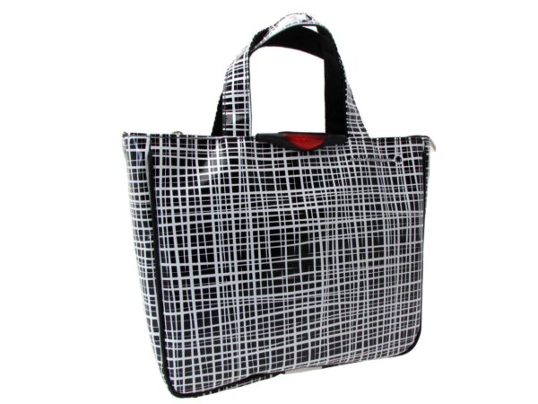 TOTE BLACK AND WHITE COLOURS AFRO FANTASY. GLAM MODEL MADE OF LORRY TARPAULIN. - Unique Pieces Paul Meccanico
