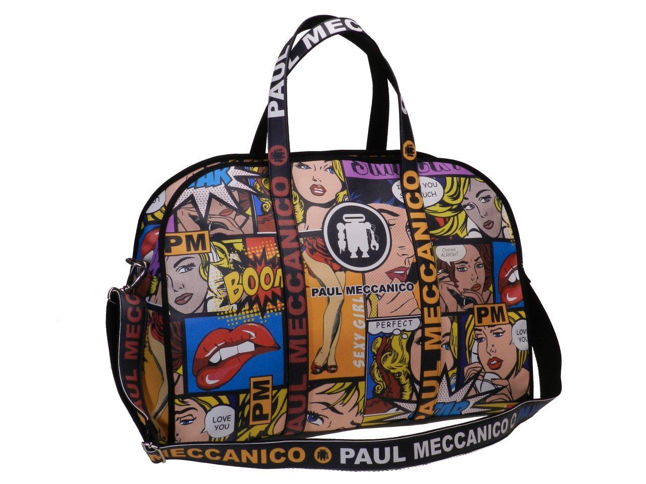TRAVEL BAG OR SPORTS BAG CARTOON STYLE. RAID MODEL MADE OF CRUELTY FREE LEATHER. - Unique Pieces Paul Meccanico