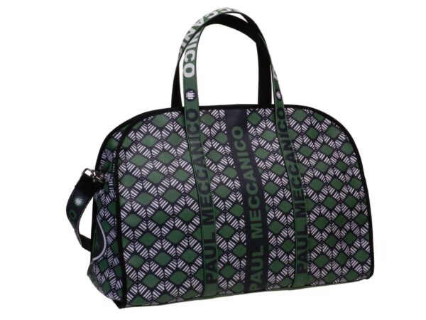 TRAVEL BAG OR SPORTS BAG GREEN COLOUR AFRO FANTASY. RAID MODEL MADE OF CRUELTY FREE LEATHER. - Unique Pieces Paul Meccanico