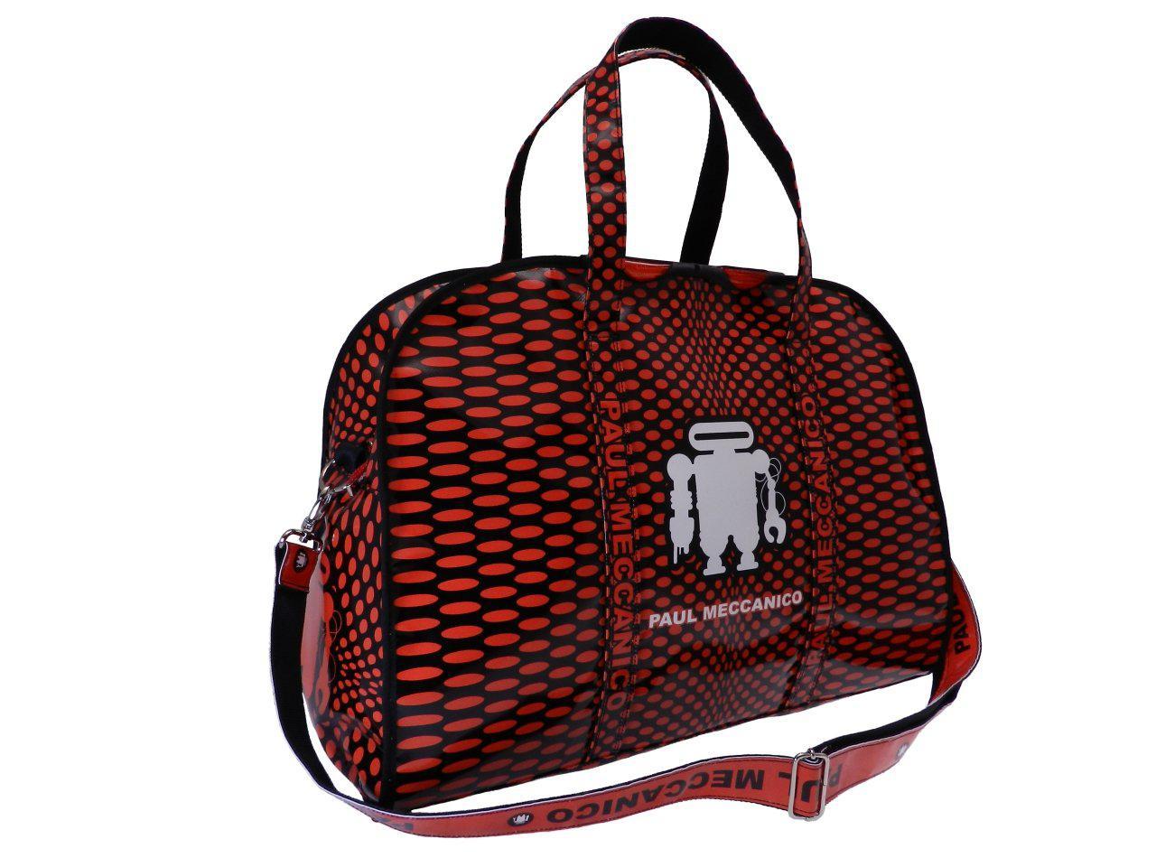 TRAVEL BAG OR SPORTS BAG IN LORRY TARPAULIN. RAID MODEL RED COLOR OPTICAL FANTASY. - Unique Pieces Paul Meccanico