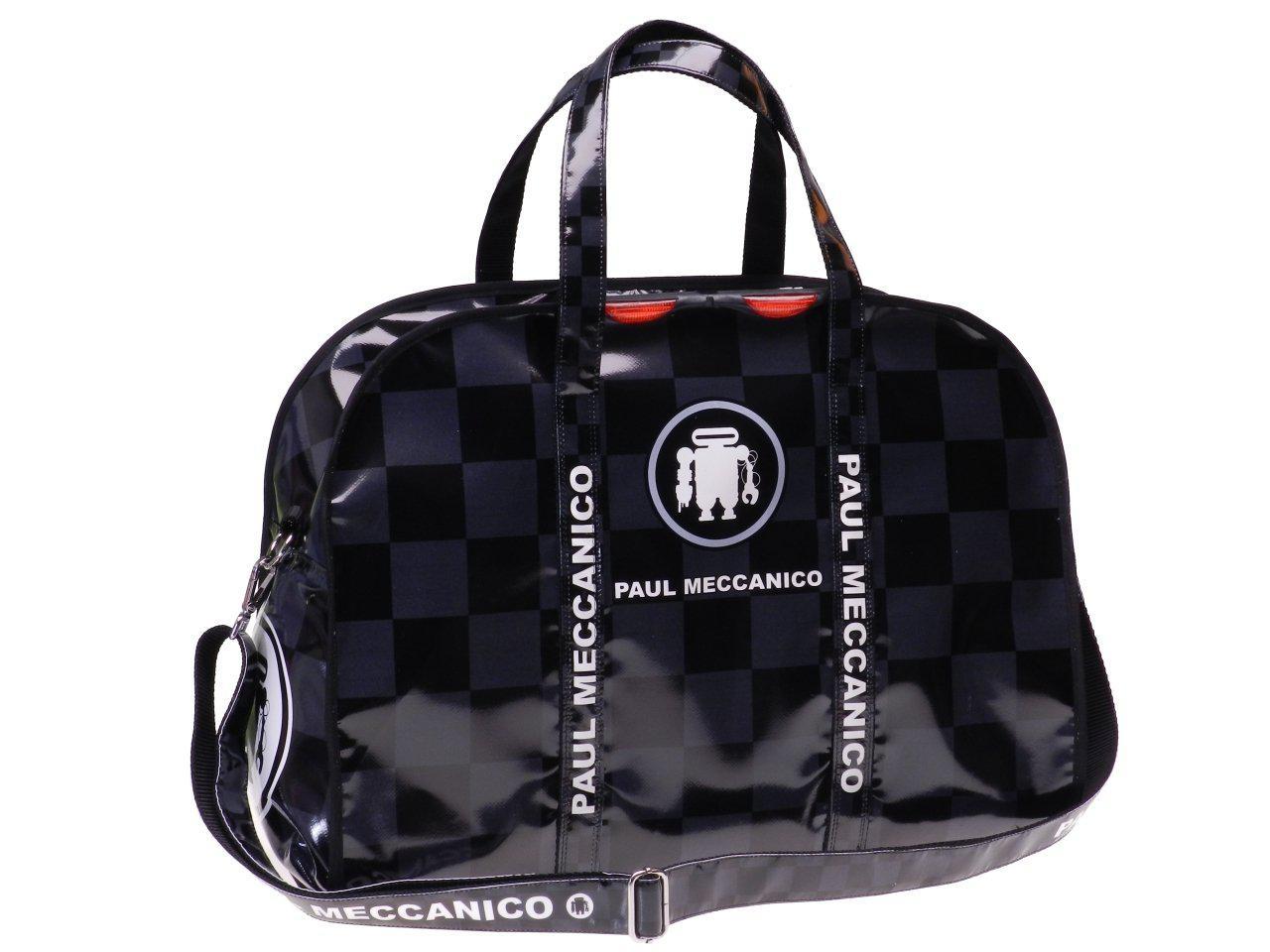 TRAVEL OR SPORTS BAG BLACK AND GREY CHESS PATTERN. RAID MODEL MADE OF LORRY TARPAULIN. - Unique Pieces Paul Meccanico