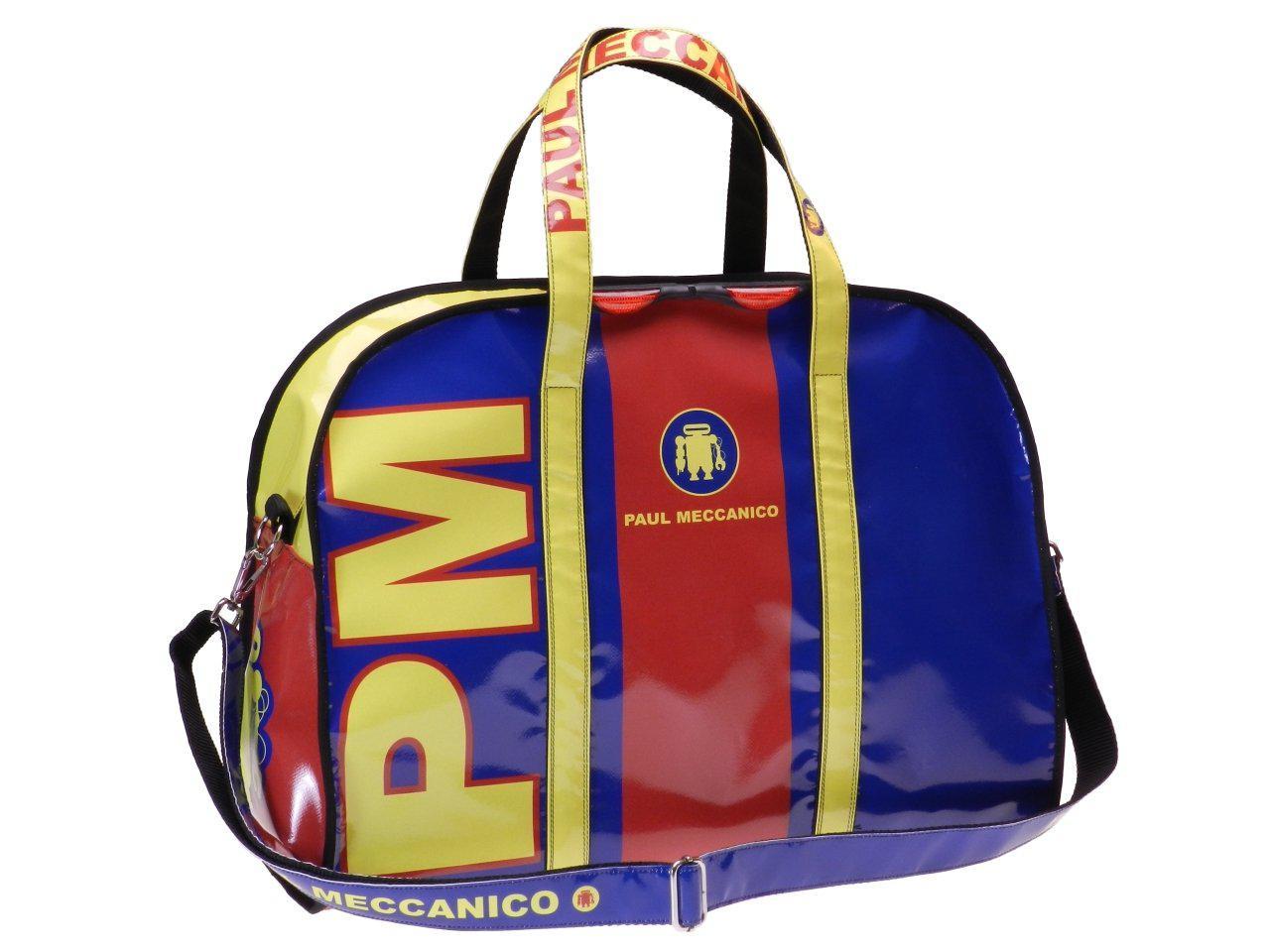 TRAVEL OR SPORTS BAG RED, YELLOW AND BLUE COLOURS BLOCK FANTASY. RAID MODEL MADE OF LORRY TARPAULIN. - Unique Pieces Paul Meccanico