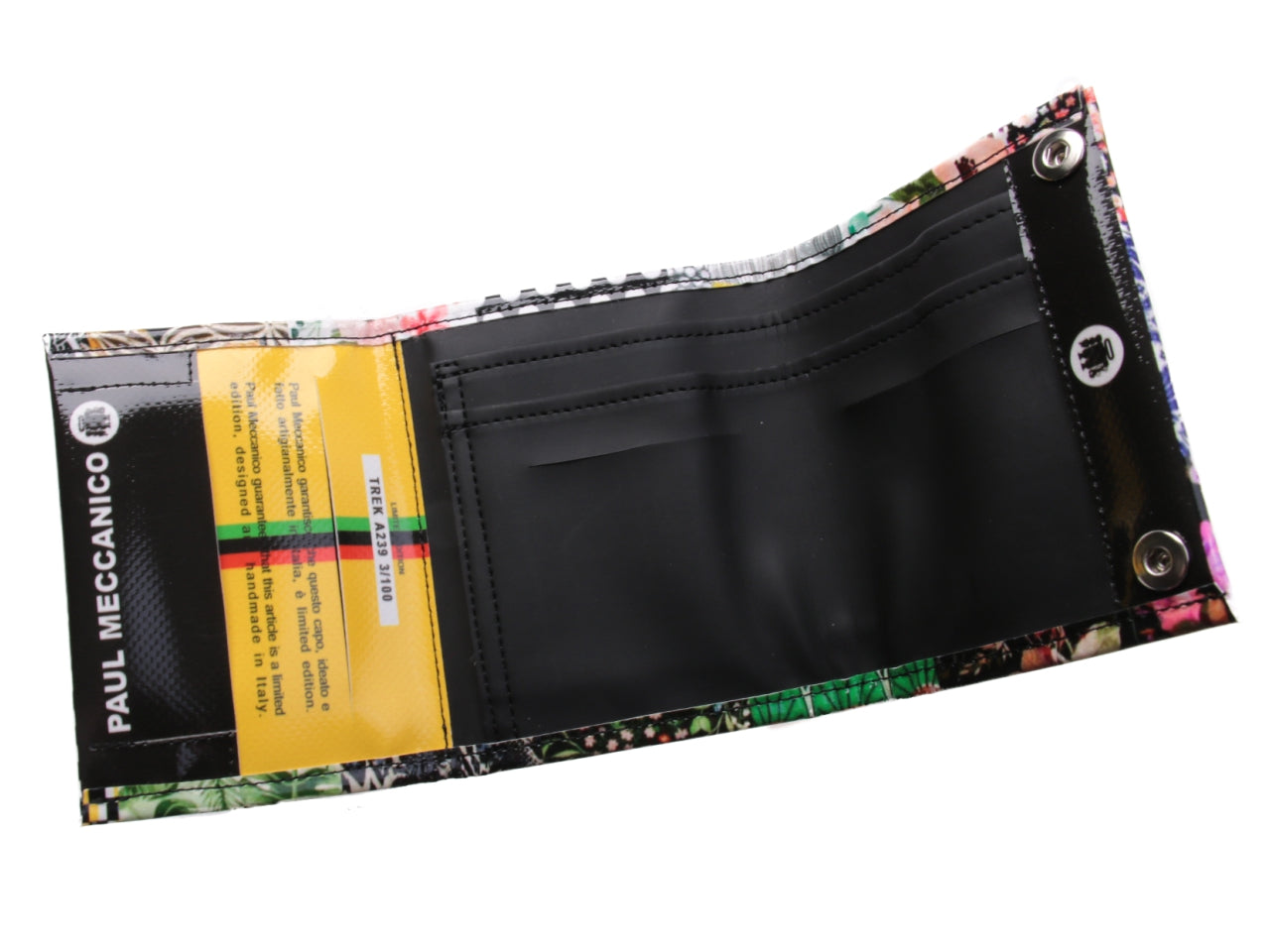 WOMEN'S WALLET FLORAL FANTASY. MODEL TREK MADE OF LORRY TARPAULIN. - Limited Edition Paul Meccanico