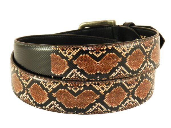 UNISEX BELT PAUL MECCANICO. COLOUR BROWN FANTASY SNAKE. - Paul Meccanico