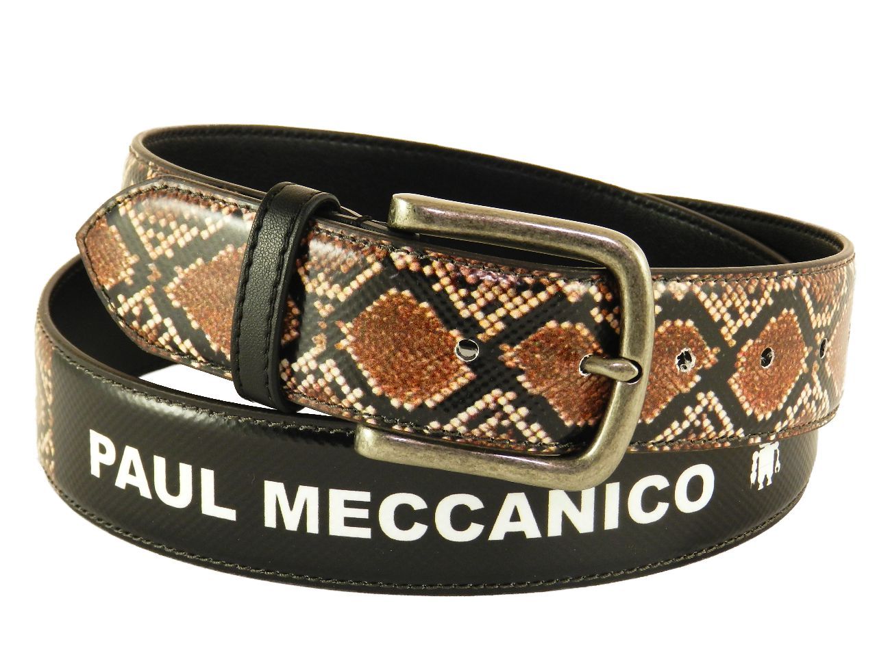 UNISEX BELT PAUL MECCANICO. COLOUR BROWN FANTASY SNAKE. - Paul Meccanico