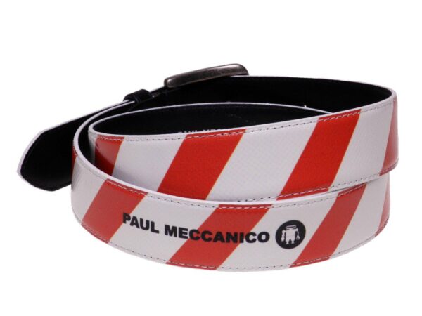 UNISEX BELT WHITE AND RED COLOURS MADE OF LORRY TARPAULIN. - Paul Meccanico