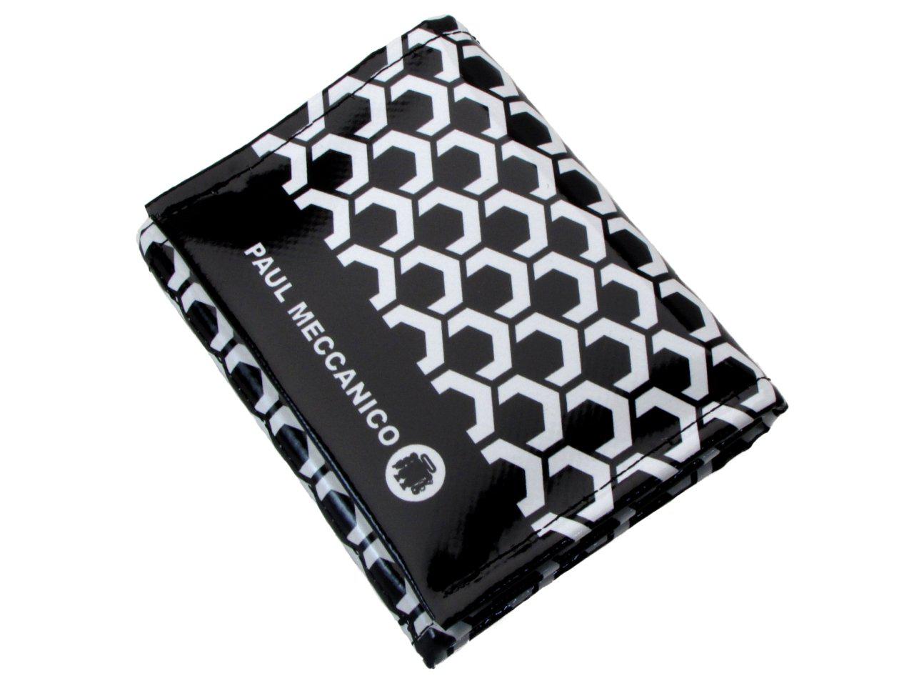 UNISEX WALLET BLACK AND WHITE COLOURS GEOMETRIC FANTASY. MODEL TREK MADE OF LORRY TARPAULIN. - Limited Edition Paul Meccanico